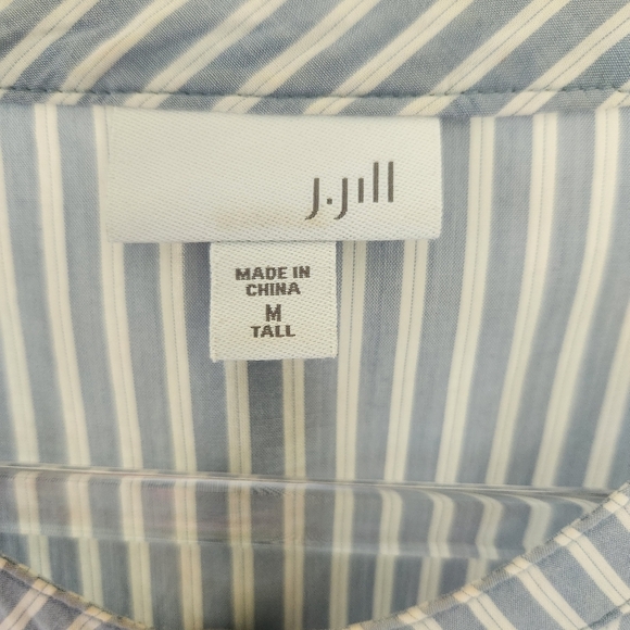 J. Jill Long Sleeve Tunic Top Womens Size Medium Tall Light Blue Striped - Picture 5 of 10